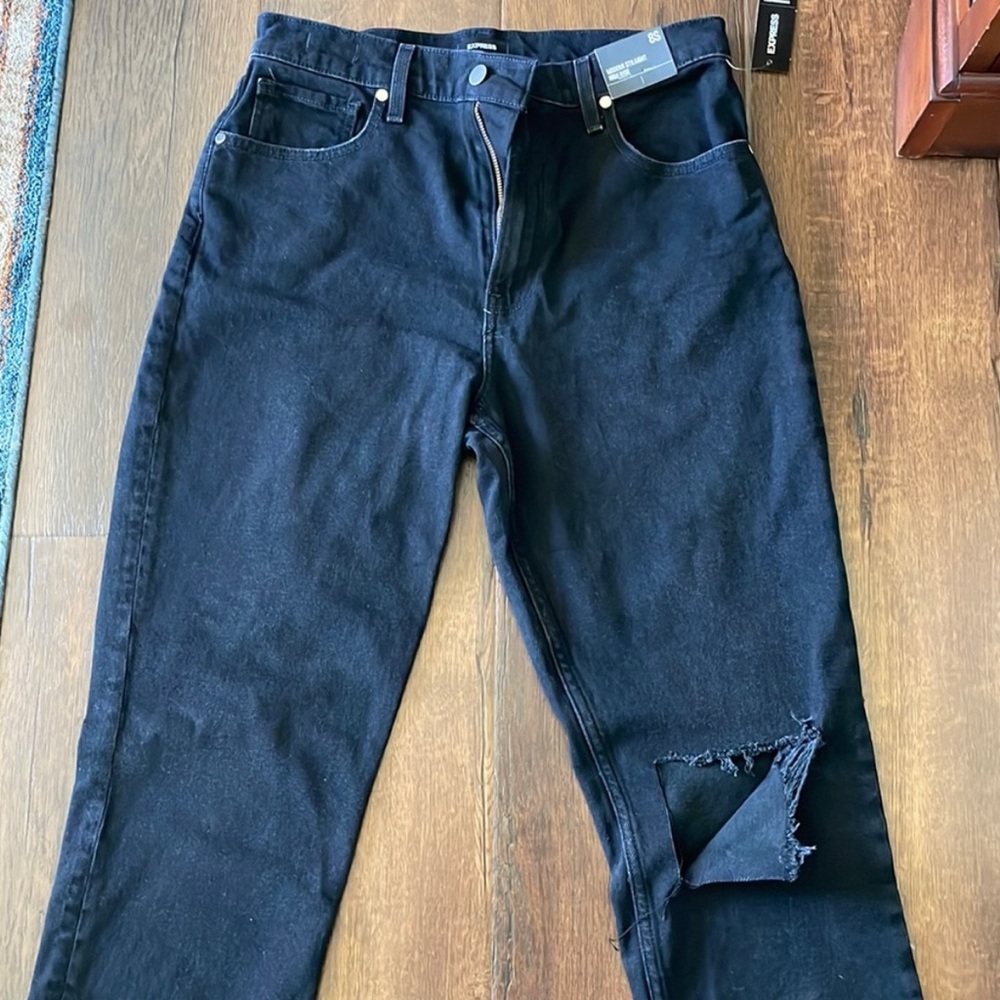 Express 8S modern straight super high rise jeans black Size 8s 8 short